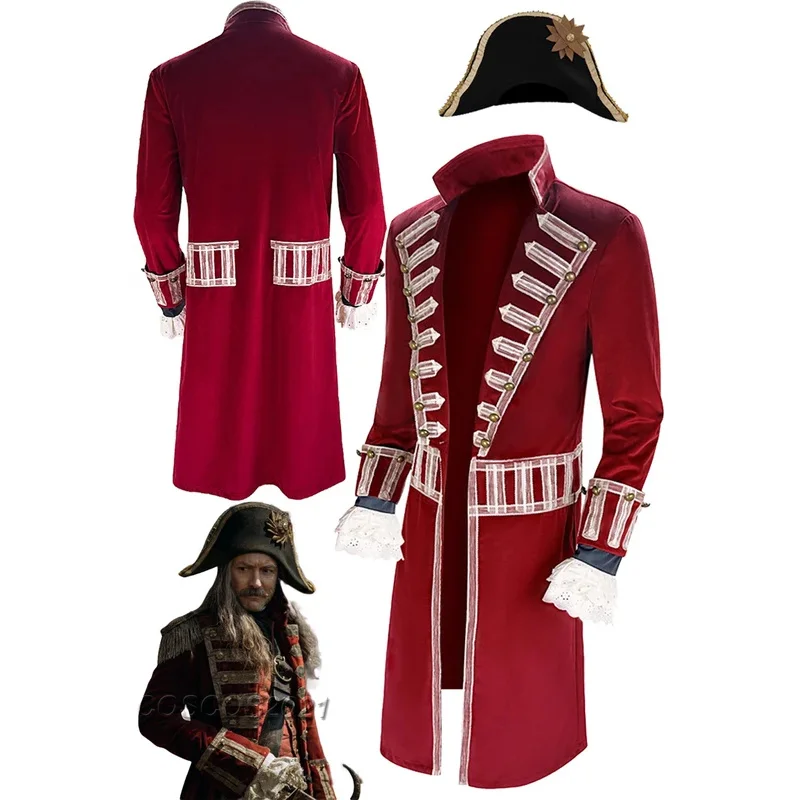 Captain Hook Cosplay Fantasia 2023 Movie Peter Fantasy Pan Pirate Disguise Costume Men Disguise Halloween Carnival Party Cloth