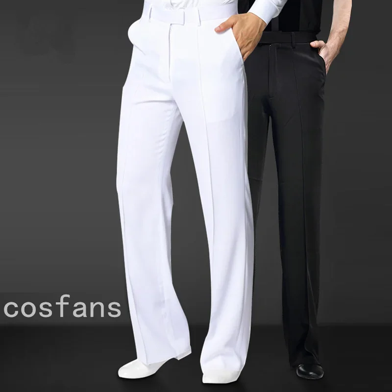 New Dance Trousers 2019 Men National Standard Modern Ballroom Dancing Pants Costumes Adult Latin Training Clothing Black White R