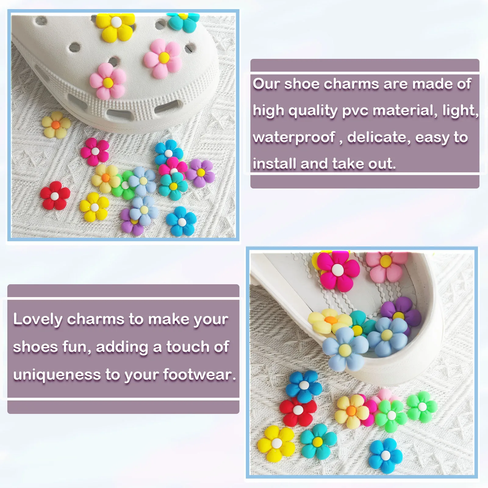 10/20/30Pcs Colorful Flower Series Shoe Charms For Shoe Key Chain Sandals Beach Bags,DIY Shoe Decorations Accessories Shoes Pins