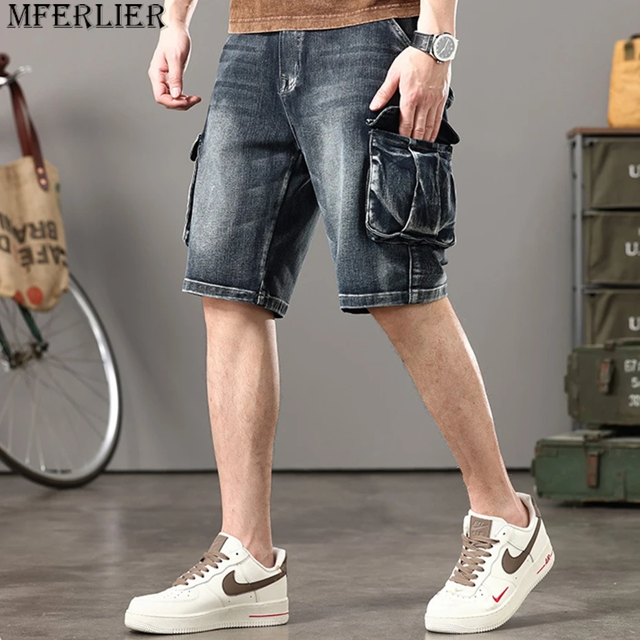 Plus Szie 44 Denim Shorts Heren Zomer Jeans Shorts Baggy Cargo Shorts Mode Streetwear Korte Broek Mannen Grote Maat