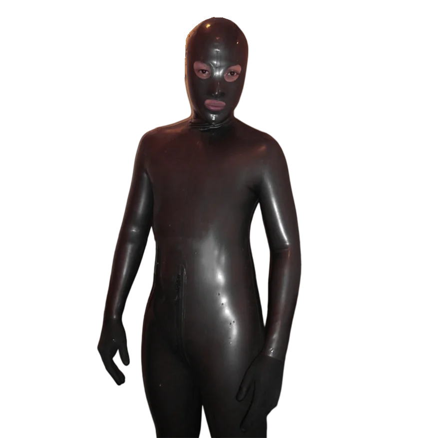 Sexy Latex Gummi Hommes Couverture Complète imbibé Catsuit En Caoutchouc tambours costume avec Spécial Dos Zip À La Main Combinaison Vêtements S-LCM194