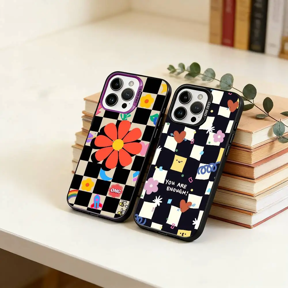 

D-puzzle Phone Case For iPhone 17,16,15,14,13,12,11 Plus,Pro Max,XS,Colored Silver Plated Inside Cover