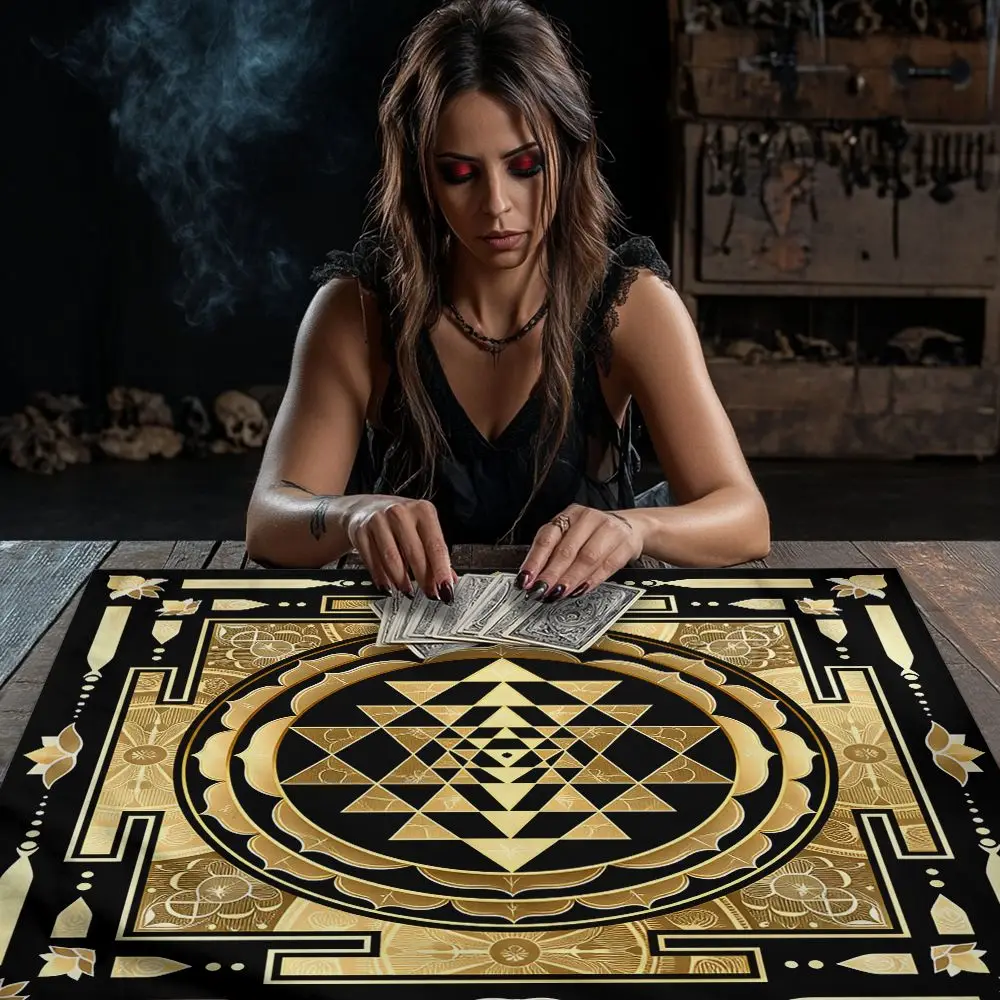 Ethnic Style Tarot Divination Tablecloth Spiritual Altar Decor Fortune Telling Card Mat Bedroom Home Decoration Party Game