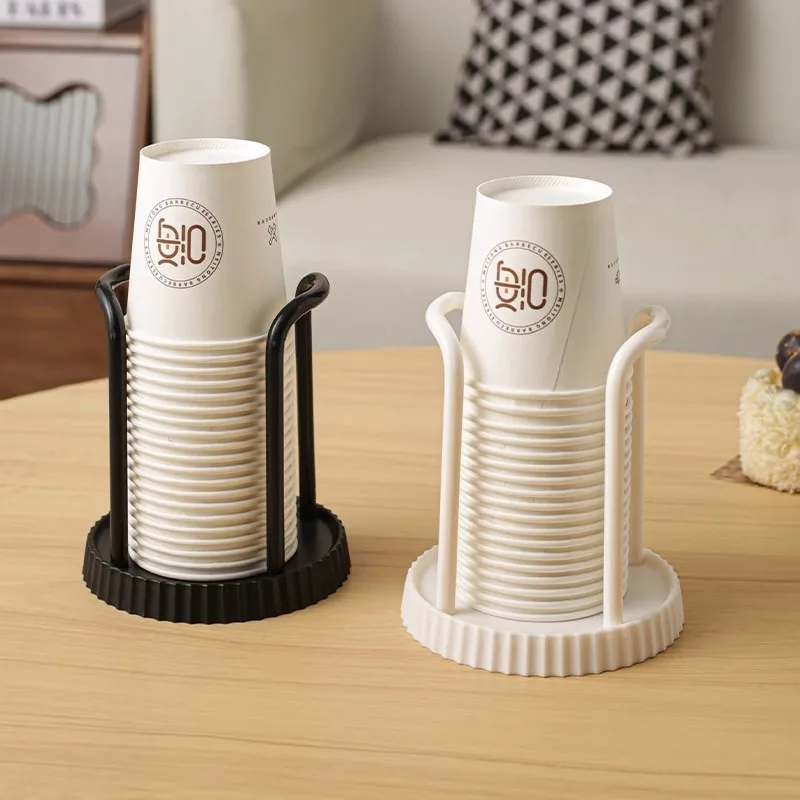 

Portable No-Drill PP Plastic Cup Holder - Modern Minimalist Desktop Paper Cup Organizer, Multi-Purpose Storage Rack