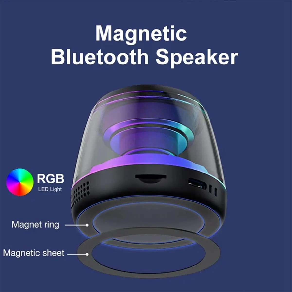 

Магнитный Bluetooth-динамик AABFK с RGB-подсветкой, мини-портативной звуковой коробкой, держателем для беспроводного телефона и башней для динамиков Bluetooth, A