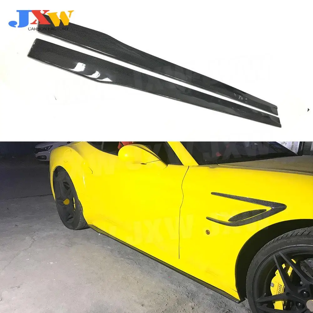 

2pcs Car Kit High Quality Carbon Fiber Side Skirts For Ferrari California Bumper Lip FRP