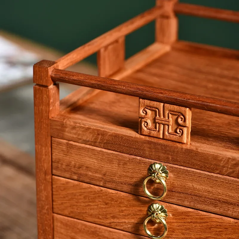 Chinese Retro Rosewood Tea Storage Box Solid Wood Pu Er Tea Cake Container Five Leaf Tea Set Organizer Mahogany Gift Vintage