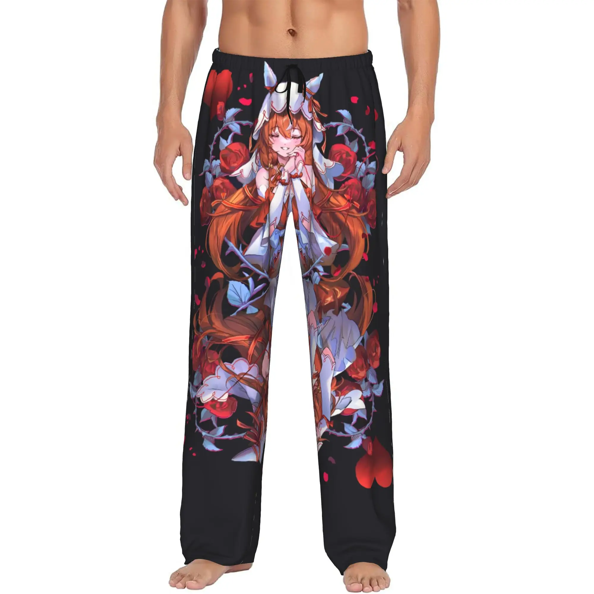 Custom Print Umamusume Pretty Derby Pajama Pants for Men Racing Action Game Sleep Sleepwear Bottoms with Pockets