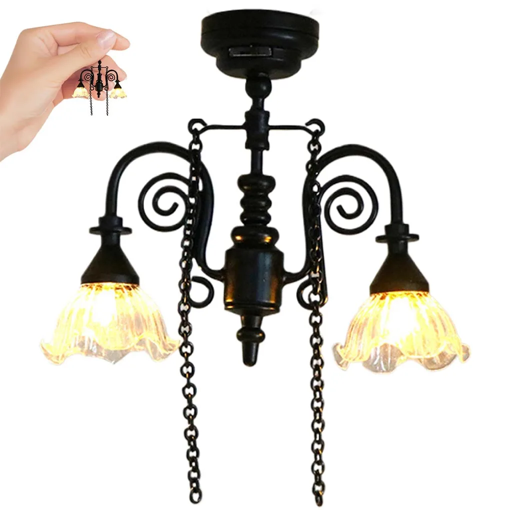 

Battery Operated Mini Chandelier For Ceiling LED Lights Included Miniature Lights A