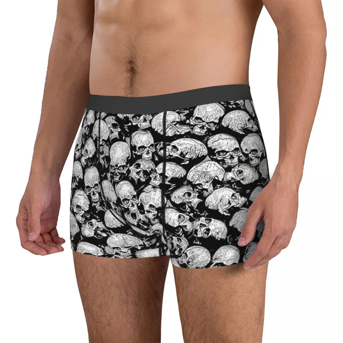 Men Totally Gothic Boxer Shorts Panties Soft Underwear Skeleton Skull Male Hot Underpants