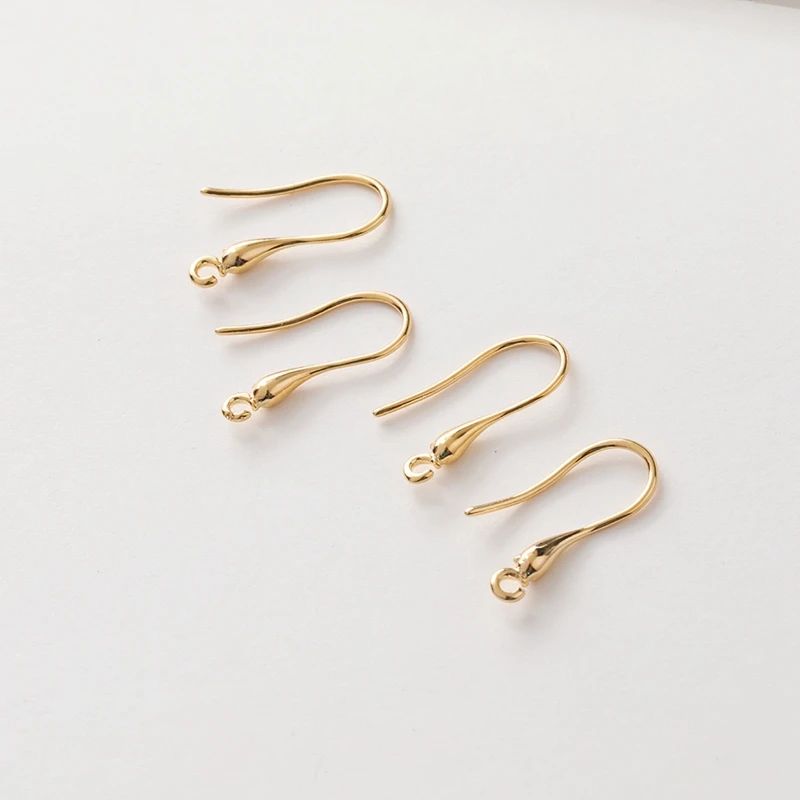 8PCS 18K Real Gold Plated Copper Brass DIY Simple Water Drop Earrings Ear Hook Making Supplies Material Accessories