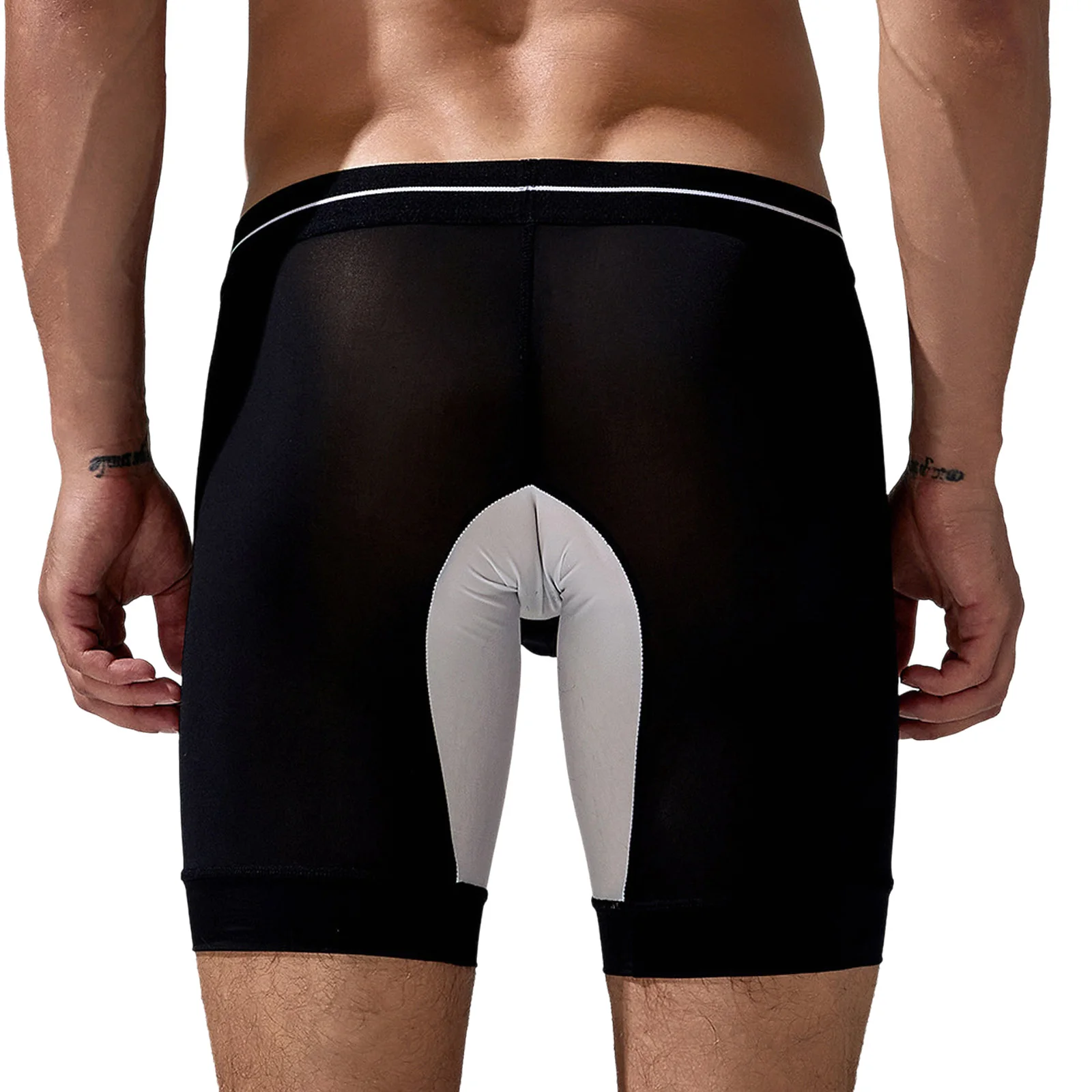 Men Color Block Boxer Shorts Letter Printed Elastic Waistband Stretchy Athletic Shorts Underwear for Running Workout Exercise