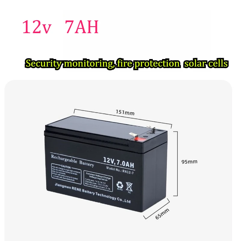 12V 7.0AH Rechargeable Lead Acid Battery Durable Backup Power for Monitoring System Fire Protection Solar Energy Elevator Use