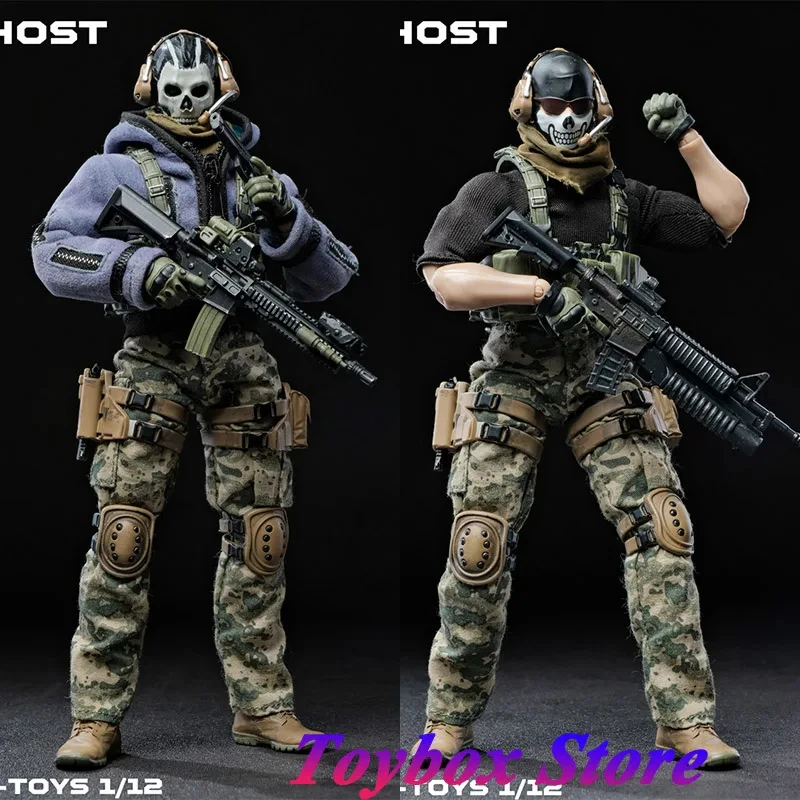 CY7-TOYS 1/12 Da Collezione Fantasma Panno Militare Action Figure Statico Pistola Fucile Ornamento 6 "Set Completo Uomo Soldato Modello Regalo