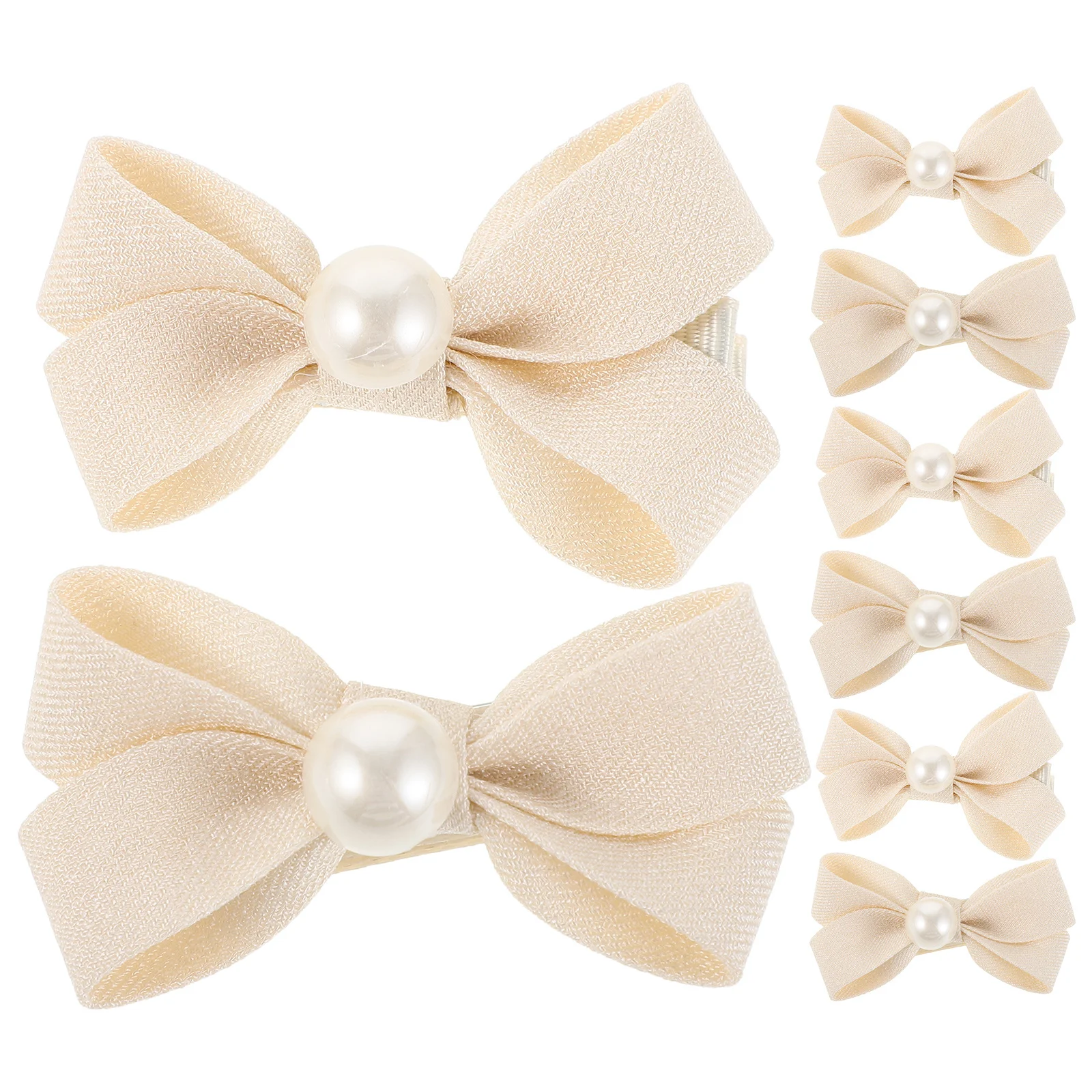 8Pcs Pearl Bow Hair Clips Sweet Double Layer Bowknot Barrettes Non Slip Cute Hair Accessories for Girls Toddlers Kids Parties