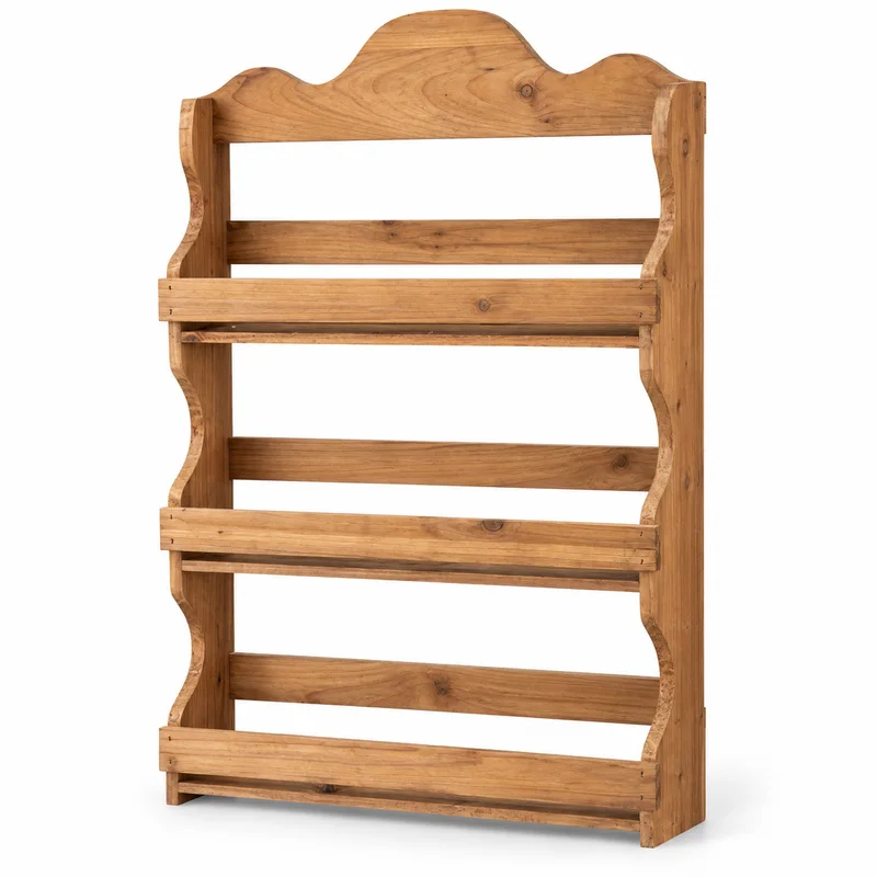 Rustic Zakka Cedar Wood Wall Shelf, 3-Tier Countertop Organizer Rack for Perfume, Spices, Skincare and Farmhouse Decor