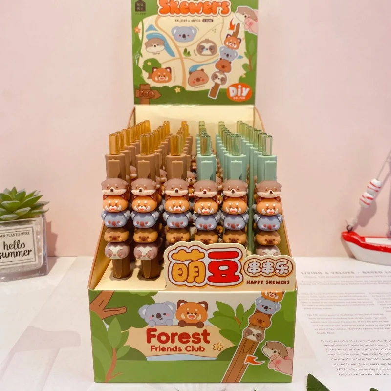 

24pcs/lot Kawaii Capybara Bear Sloth Animal Press Gel Pen Cute 0.5mm Black Ink Neutral Pens Gift Stationery Office School Supply