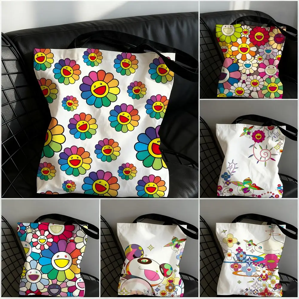 T-Takashi ART Murakami Storage Bags Large Capacity Canvas Bag For Female Students To Hold Books Tote Mommy Bag