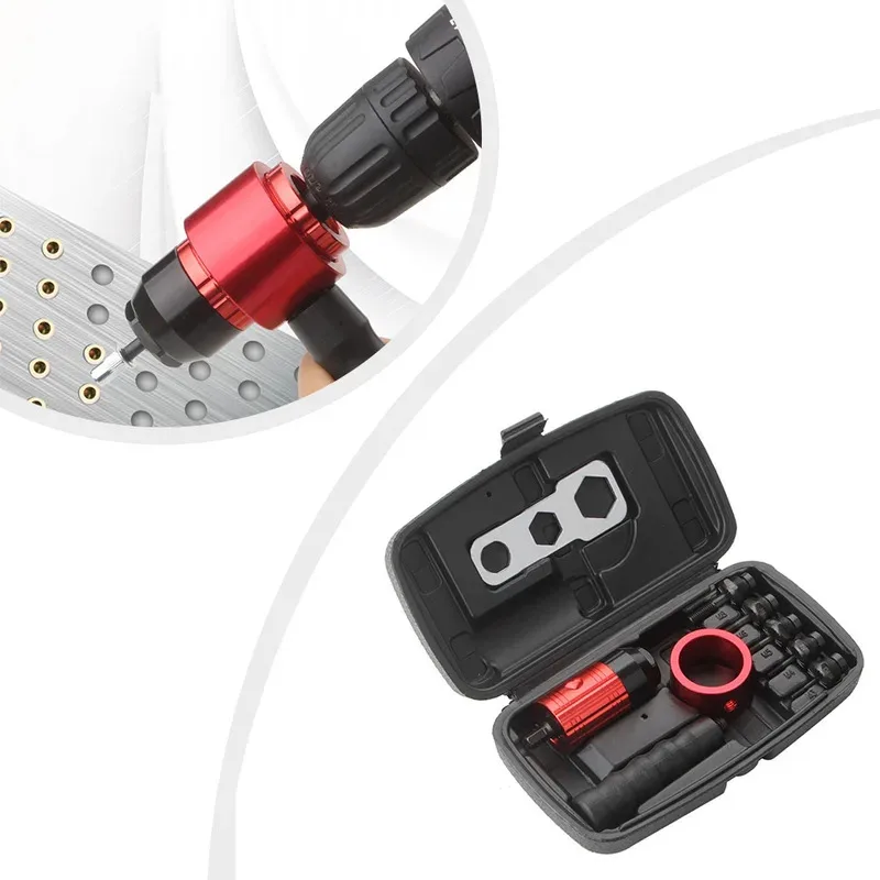 

Набор адаптеров для электрического заклепочника для беспроводной дрели с 5 оправками, рукояткой и гаечным ключом для надежного и эффективного соединения гаек