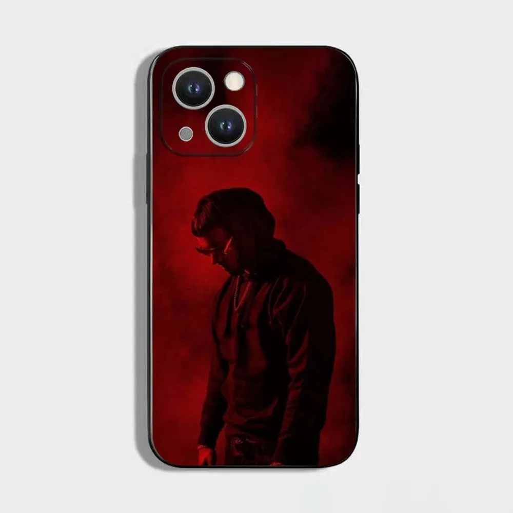 ラッパー A-Anuel AA リアル電話ケース iPhone 16、15、14、13、12、11 Plus、Pro Max、XS、X、XR、SE、Mini、8、7、ソフトシリコンブラックカバー用