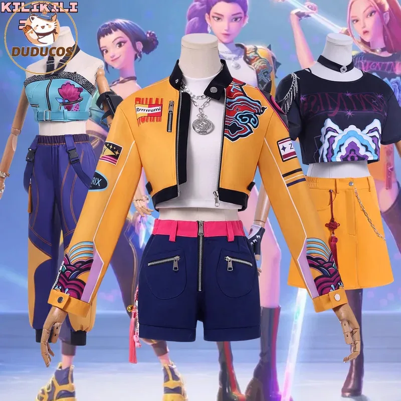 

Rumi Zoey Mira Cosplay Costume Kpop Demon Hunters【XS-3XL】DUDU-N Huntrix Rumi Cosplay Wig Women Idol Costume Plus Size