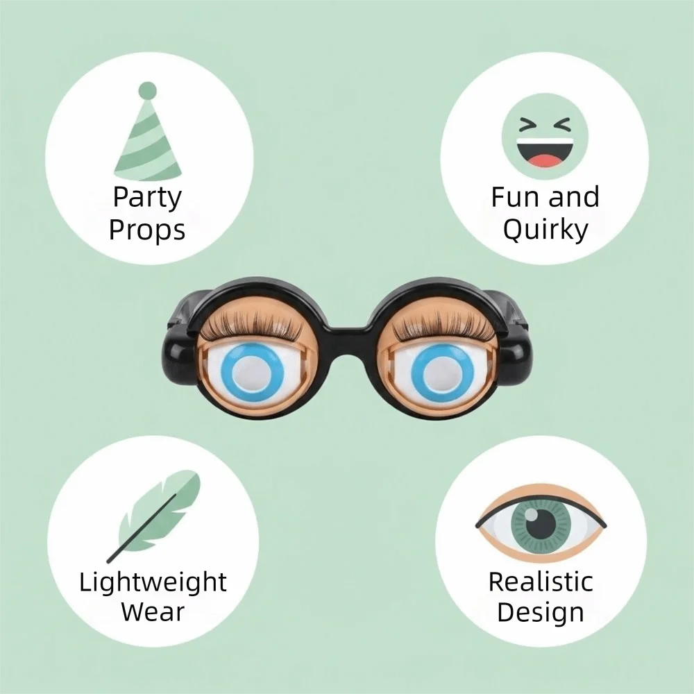 Pull String Funny Glasses Plastic Material With eyelashes Crazy Eyes Props Party Decor Christmas Party Novelty Glasses