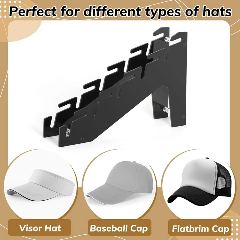 Hat Racks For Baseball Caps, Acrylic Hat Organizer Compact Hat Hanger For Wall, 2 Novel Ways For Hat Display Durable