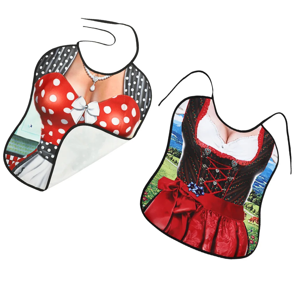 

2pcs Creative Apron Set Household Elderly Bib Reusable Washable Waterproof Dinner Bib Durable Clothing Protector For Daily Use