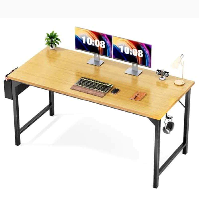 custom.Computer Desk Office 48 Inch Writing Work Study Simple Wooden PC Large Table Home Bedroom Modern Style with Headphone