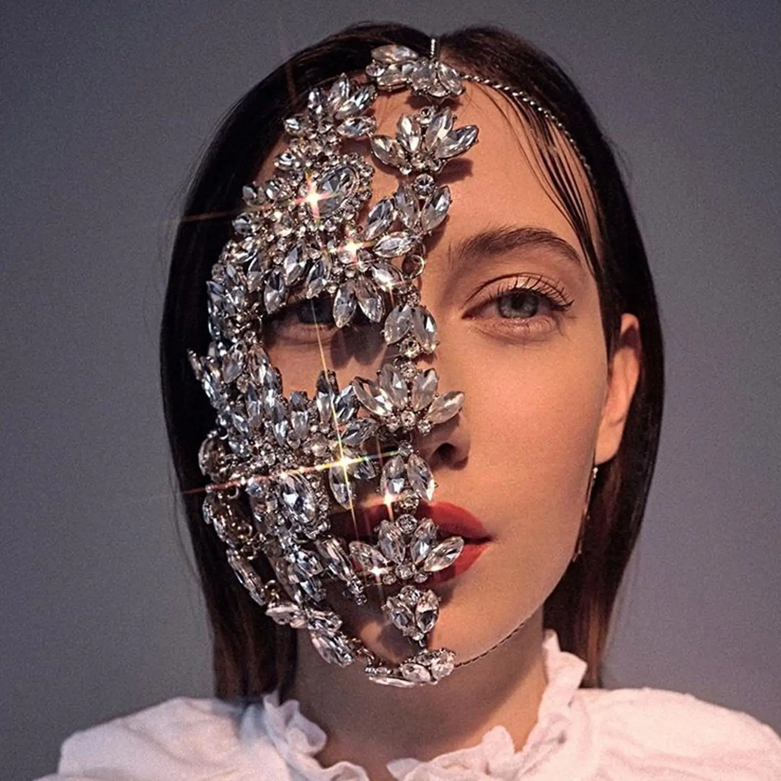 Rhinestone Luxury Accessories Party Jewery Crystal Halloween Bling Half Face for
