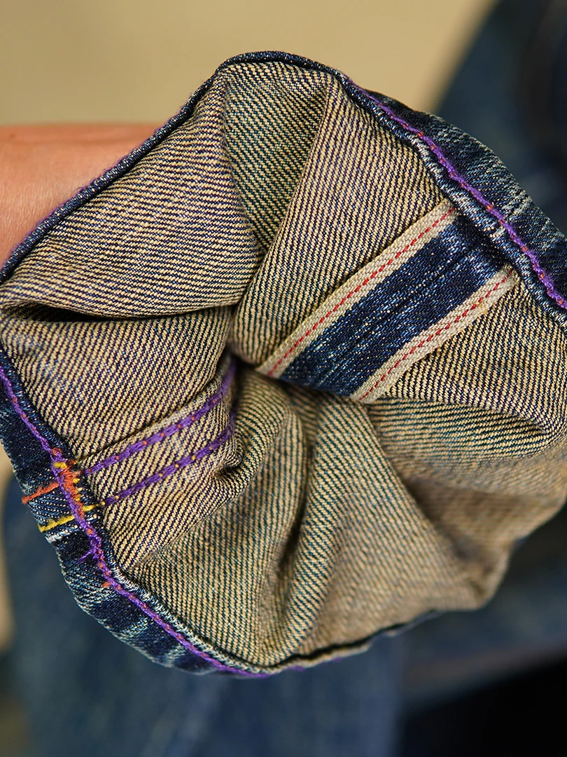 Vaqueros de pierna recta de algodón 100% de 15oz con orillo rojo de alta calidad para hombres pantalones lavados Vintage americanos de otoño de peso pesado 5KM