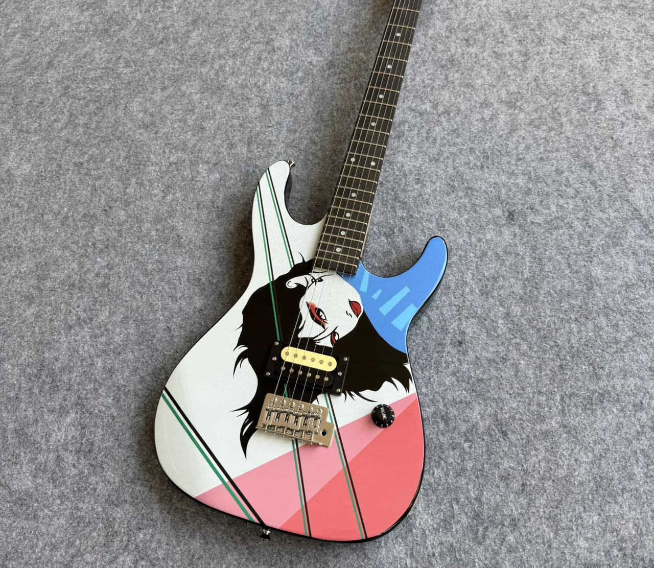 2026 HOT 6 String Guitar, Art Graphic Printed Body, Single Humbucker Pickup, Fixed Bridge Rock Guitar