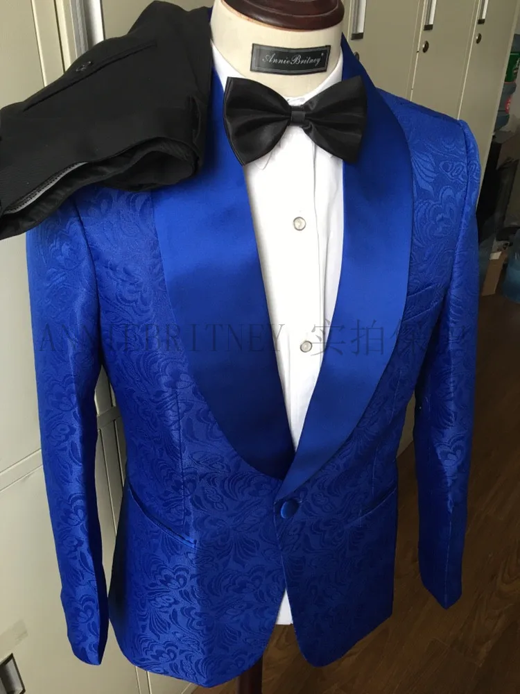 2023 Custom größe Jacquard Groomsmen weiß Bräutigam Smoking Schal Revers Männer Anzüge Hochzeit Prom Beste Mann Blazer Jacke mit Hosen set