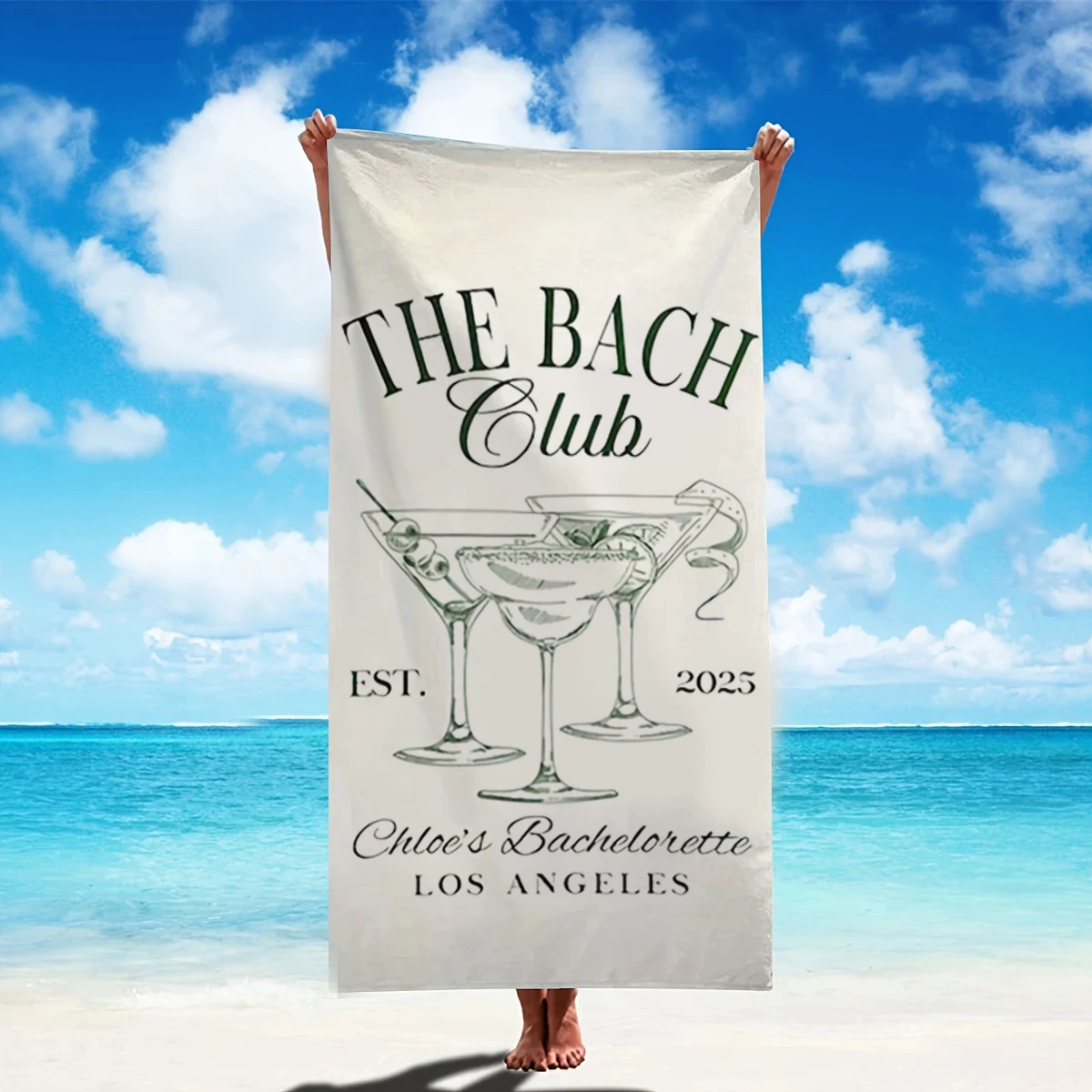 Personalized Beach Towel Custom Party Themed Gifts Oversized Microfiber Towel Summer Party Towel for Beach Swimming Bath Sports