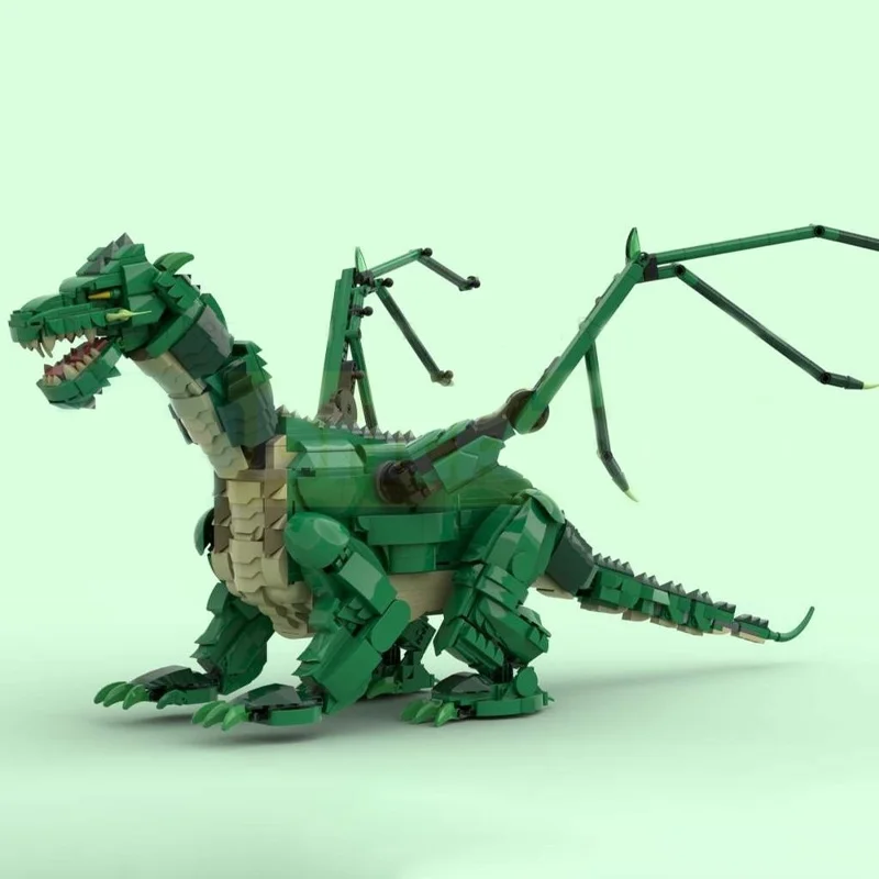 

1746 шт. MOC зеленый дракон модульные строительные блоки DIY образовательный комплект для детей и любителей драконов креативная модель