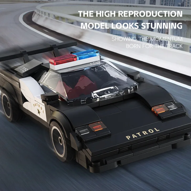 266PCS City Patrol Police Car Building Blocks DIY Model Kit Desktop Ornaments STEM Toy Holiday Gift for Kids Collectors MOC