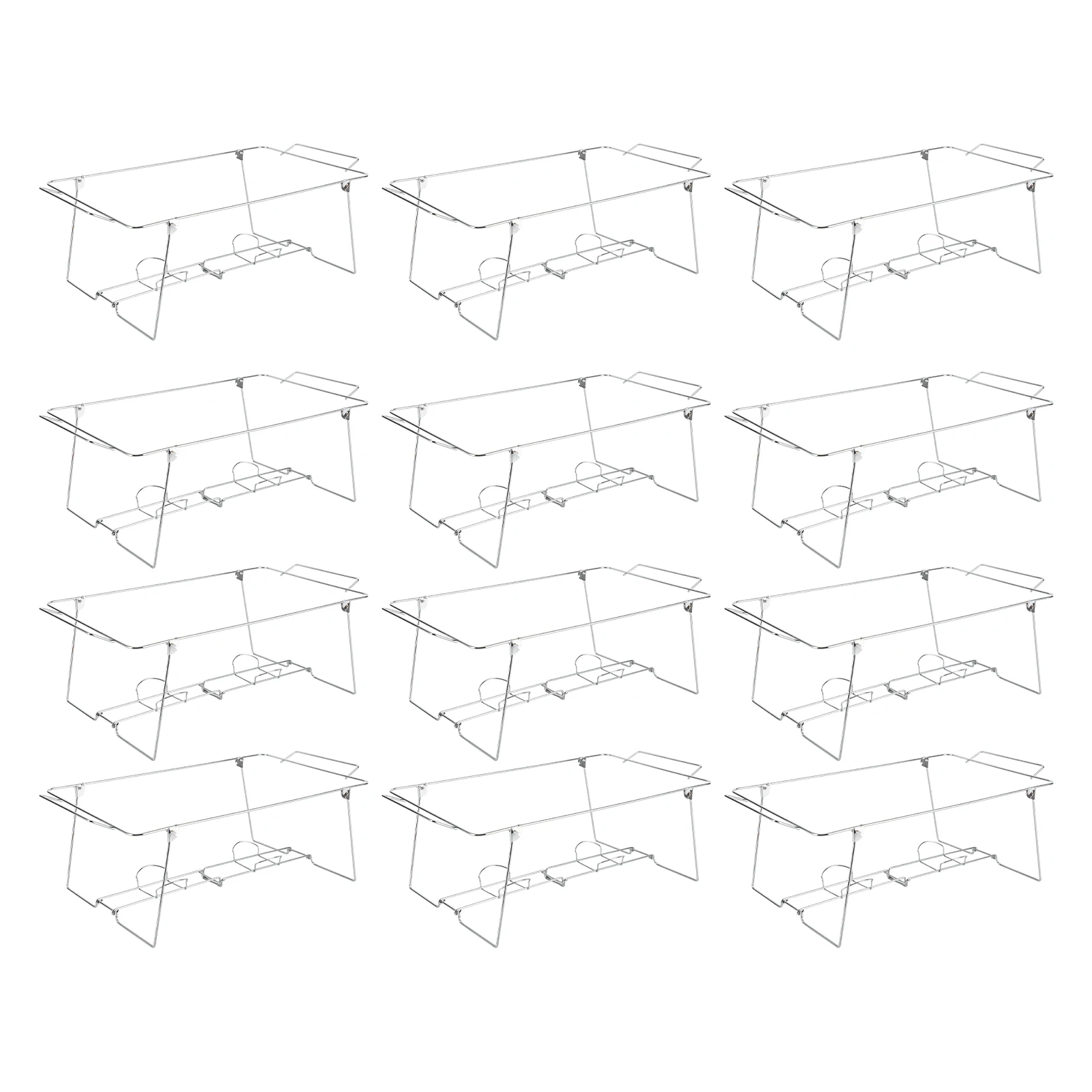 51*30.5cm Silver Foldable Chafing Wire Rack 12 Pack Iron Buffet Stand For Camping Hotel Buffet Picnic Barbecue Weddings