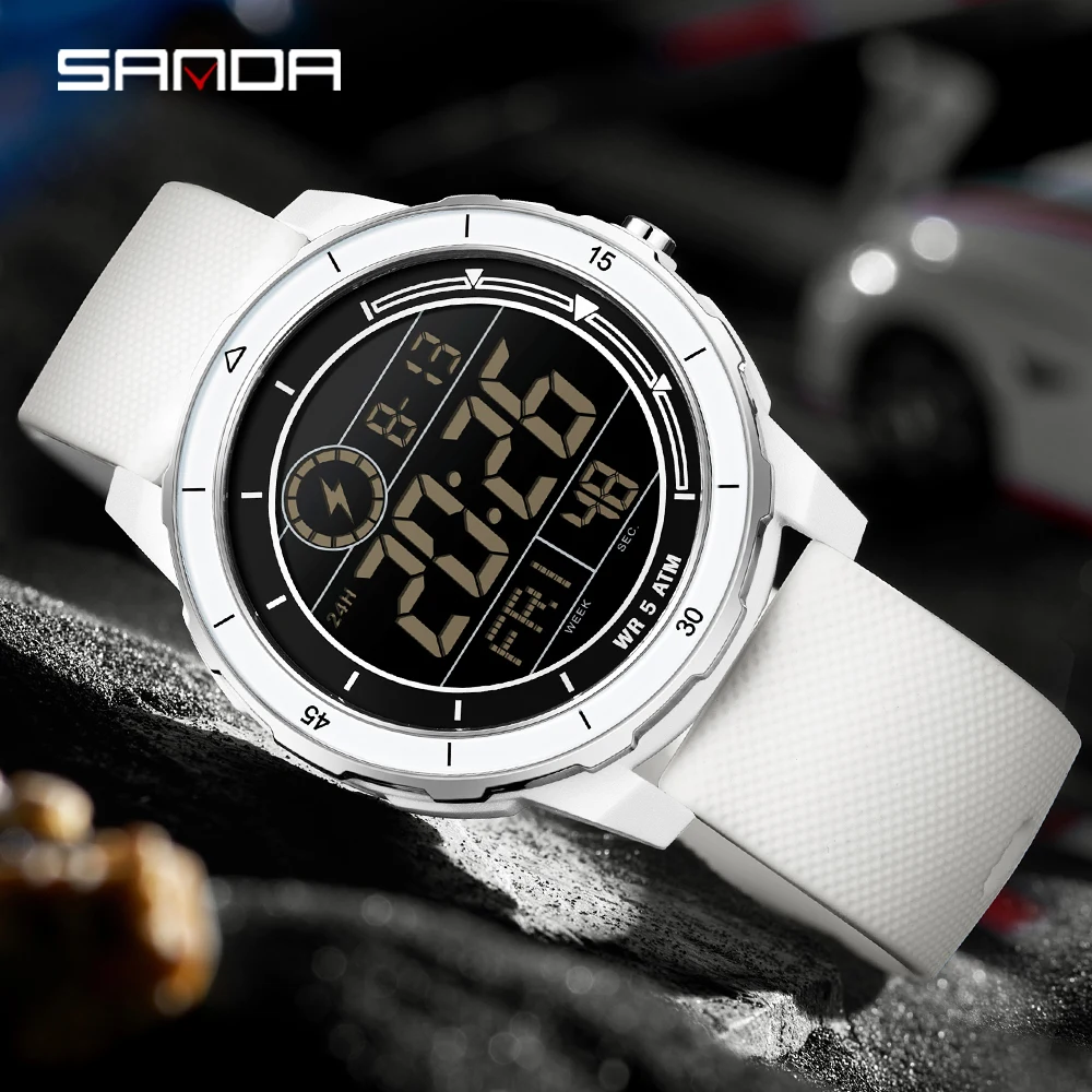 

SANDA, лучшие брендовые новые 2205, роскошные мужские спортивные электронные часы, студенческие уличные многофункциональные электронные часы, будильник