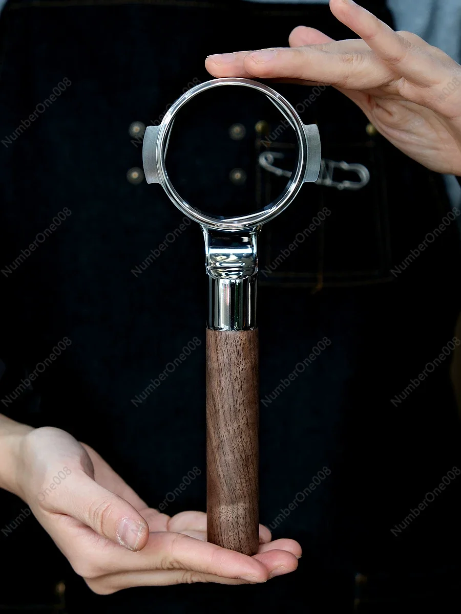 Flat bottomless coffee handle suitable for E61 spicy mom black walnut wood weighing 400 grams