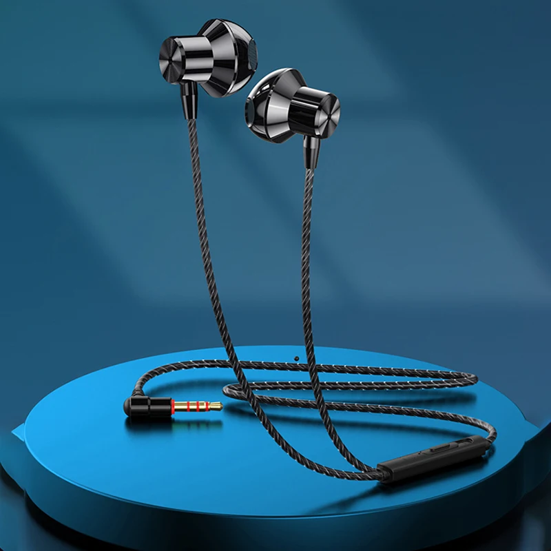 L Type 3.5mm Earphone 90 Degree Right Angled Plug Stereo Bass Headset Wired Earbuds In-Ear Earphones for Samsung A52S Redmi OPPO