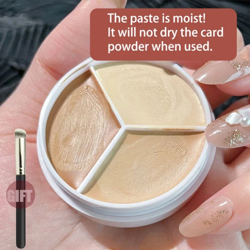 Waterproof Concealer Covers Acne Marks Dark Circles Long-lasting Foundation Cream 3-Color Concealer Palette Cream Cosmetics