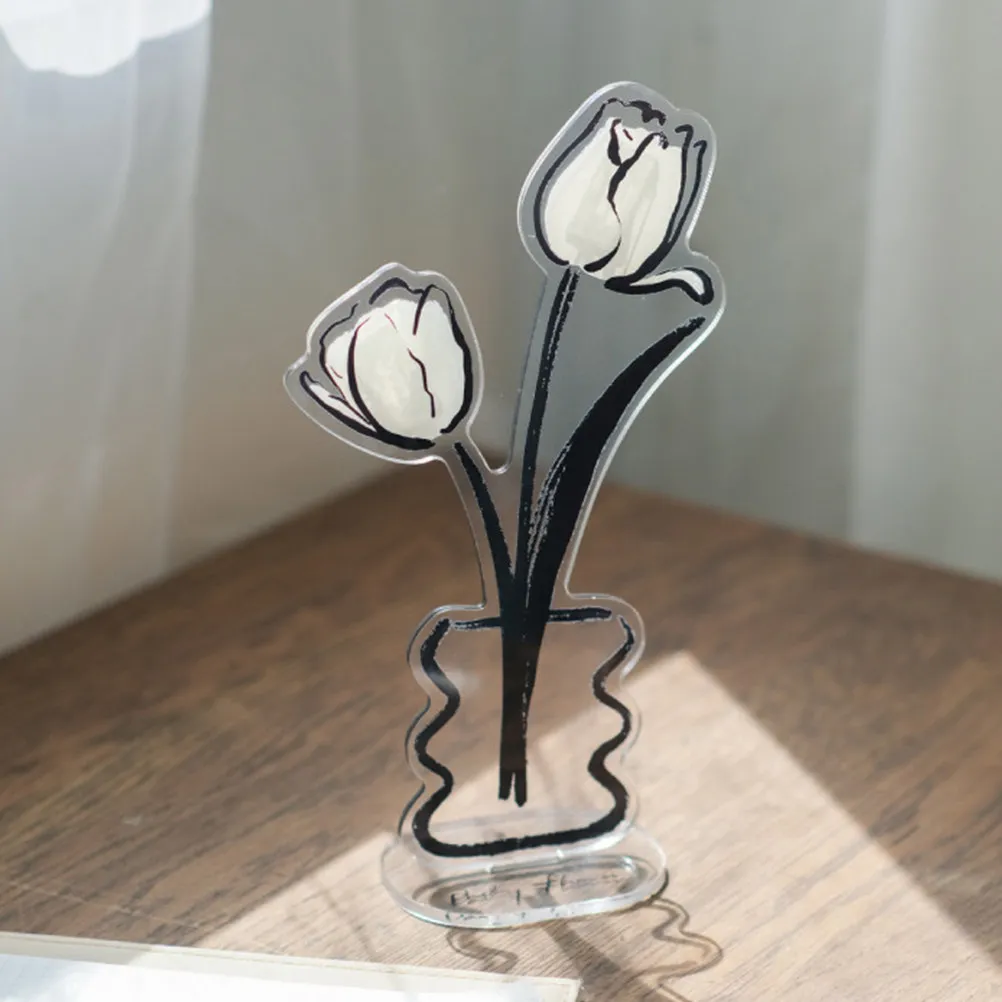 

Flower Shaped Acrylic Desktop Memo Clip Stand Tulip Design for Notes Photos Cards Display Organizer Notepad Holder Flowers