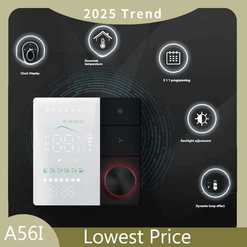 Termostatos inteligentes Tuya para aire acondicionado con Control remoto WIFI, termostato de perilla inteligente, interruptor de Control de temperatura LED A