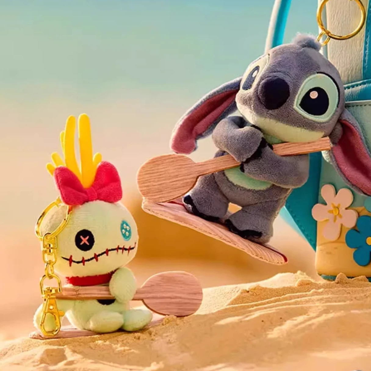 

Disney Stitch Day Series Stitch Scrump Rowing Boat Plush Keychain Cute Soft Keyring Gift Collectible Disney Character Accessory