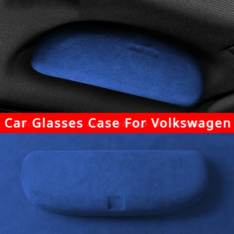 Car Glasses Case For Volkswagen VW Atlas Teramont T-roc Troc T-cross Tcross Lamando Suede Glasses Case Box Sunglasses Holder