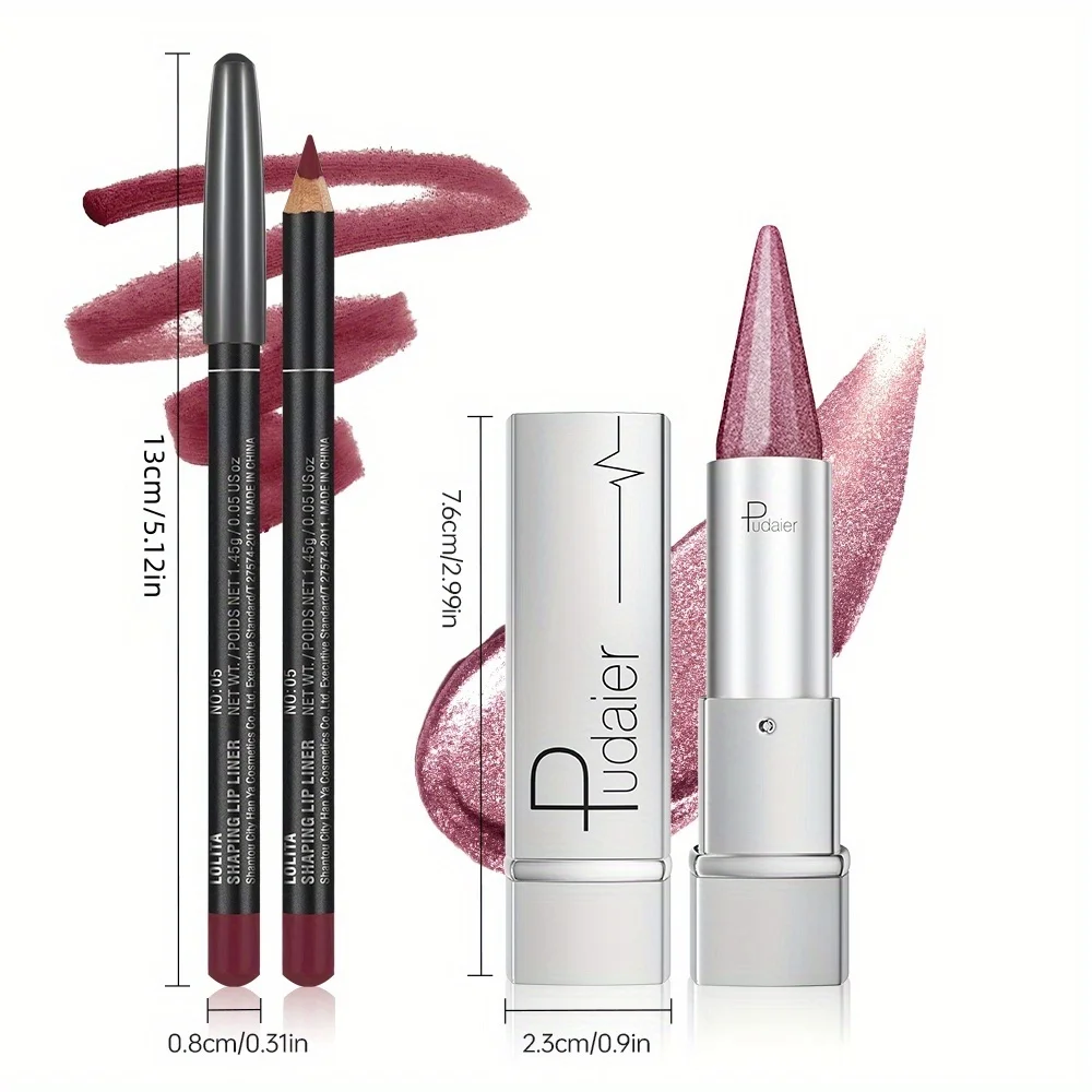 Juego de delineador de labios mate y lápiz labial metálico, contorno y brillo, kit de maquillaje Diamond Glam, regalo navideño
