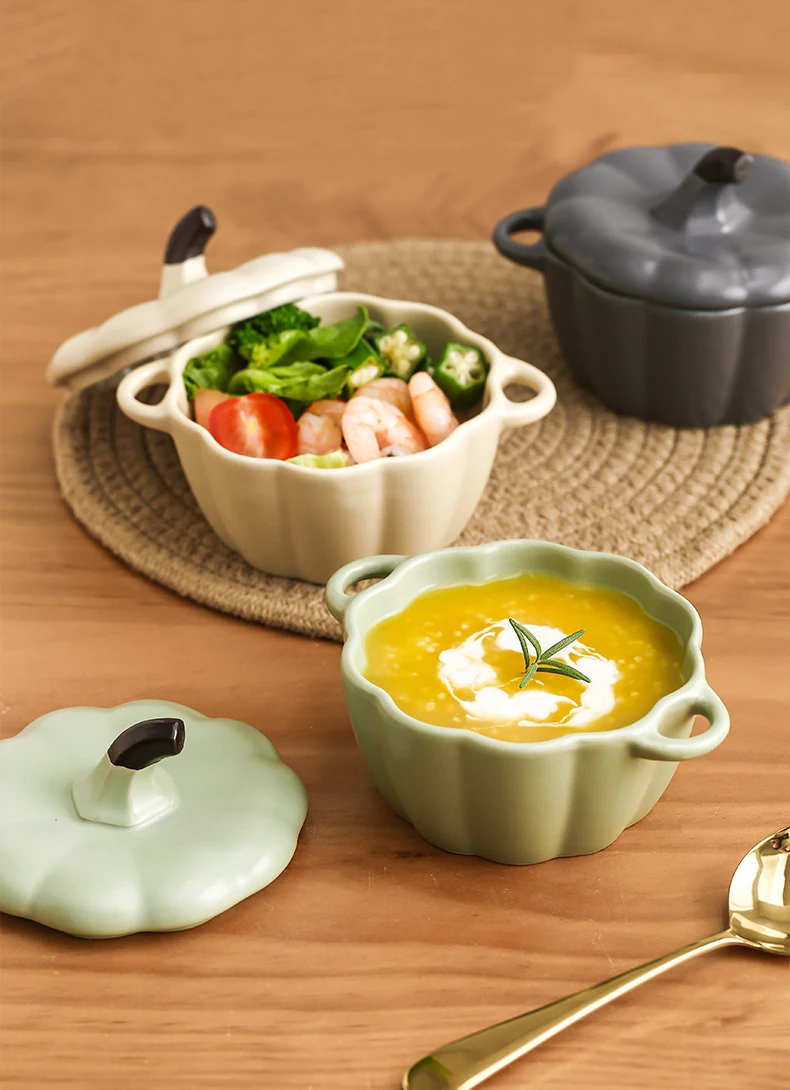 Forma de abóbora cerâmica tigela de sopa de frutas tigelas de salada placa  de cozinha restaurante cor sólida talheres lanche sobremesa prato bacias de  sopa - AliExpress, image size:790x1090
