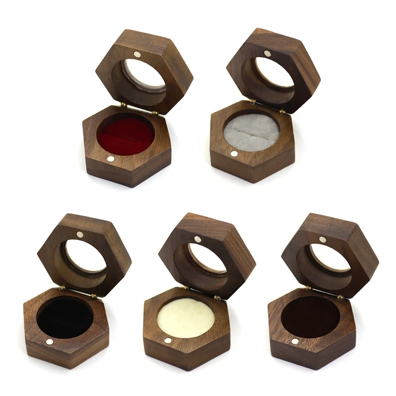 

Wooden Ring Box with Lining Single Ring Storage Chest Jewellery Dropshipping