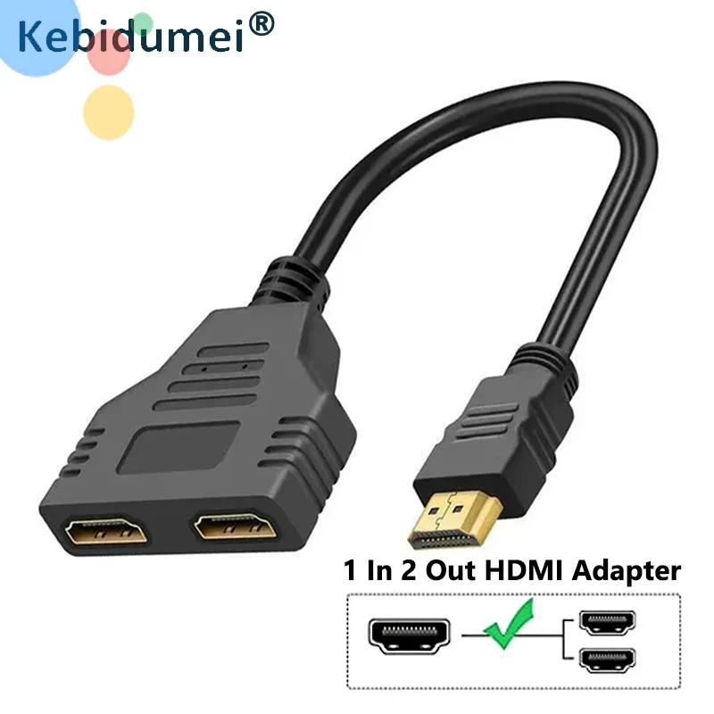 Adaptador divisor HDTV 1 en 2 1080P, adaptador de cabeza macho a hembra, Cable de conversión HD macho a hembra, divisor compatible con HDMI