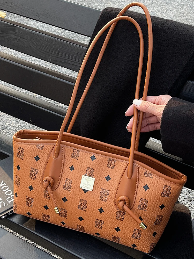 

Ele Floral Print Underarm Women's oulder Bag Faionable Commuter Bag Winter Retro Texture Handbag Tote Bag